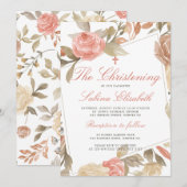 Waterverf Elegant Roze Bloemen doopsel Kaart (Voorkant / Achterkant)