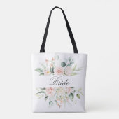 Waterverf Elegant roze Blush Floral Bride Script Draagtas (Achterkant)