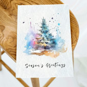 Waterverf Elegant Script Feestelijke kerstboom Feestdagen Kaart