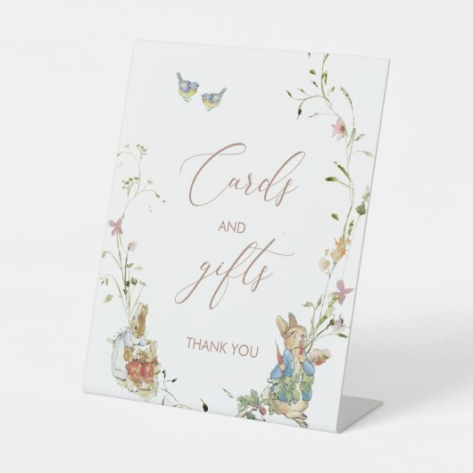 Waterverf Elegant Wildflower Peter Rabbit baby Reclamebord Met Voetstuk (Voorkant)