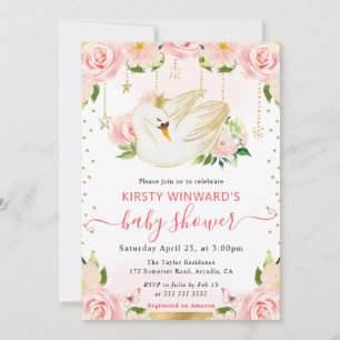 Waterverf Elegante Bloemenswan Baby Shower Kaart