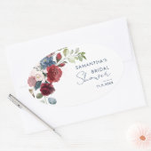 Waterverf Elegante Bloemrijke Script Bruiloft Ovale Sticker (Envelop)