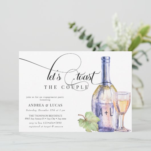 Waterverf | Elegante Engagement Party Kaart (Staand voorkant)