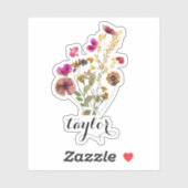 Waterverf elegante Florals Custom Name Sticker (Vel)