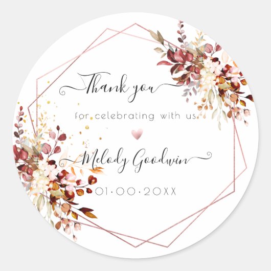 Waterverf Elegante Herfst Eucalyptus Bedankt Ronde Sticker (Voorkant)