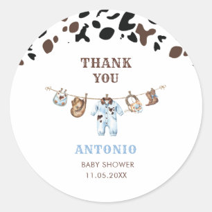Waterverf Elegante Kleine Cowboy Rodeo Landelijke Ronde Sticker