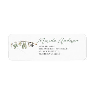 Waterverf Elegante Kleine Visser babyshower Etiket