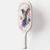 Waterverf Elegante kolibrie met aangepaste naam Pickleball Paddle (Links)
