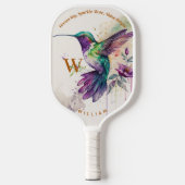 Waterverf Elegante kolibrie met aangepaste naam Pickleball Paddle (Voorkant)