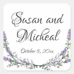 Waterverf elegante Lavendel Eucalyptus botanisch Vierkante Sticker