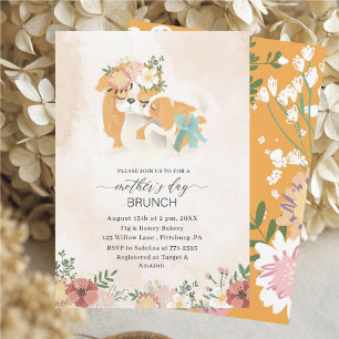 Waterverf Elegante Moeder is Dag brunch Baby showe Kaart
