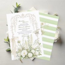 Waterverf Elegante Pastelgroene Bloemige Bruilofts