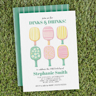 Waterverf Elegante Pickleball Verjaardagsuitnodigi Kaart