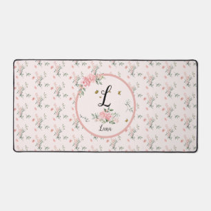 Waterverf Elegante Roze Rozen met Vlinders Bureaumat