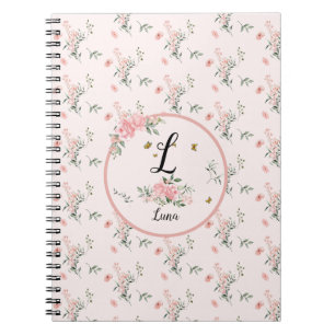 Waterverf Elegante Roze Rozen met Vlinders Notitieboek