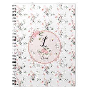 Waterverf Elegante Roze Rozen met Vlinders Notitieboek