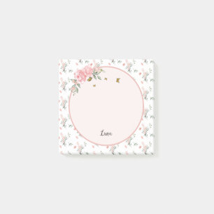 Waterverf Elegante Roze Rozen met Vlinders Post-it® Notes
