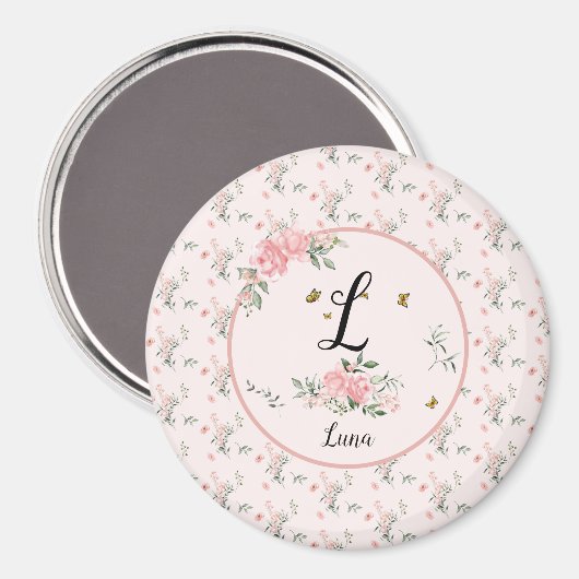 Waterverf Elegante Rozen met Vlinders Magneet (Voorkant / Achterkant)