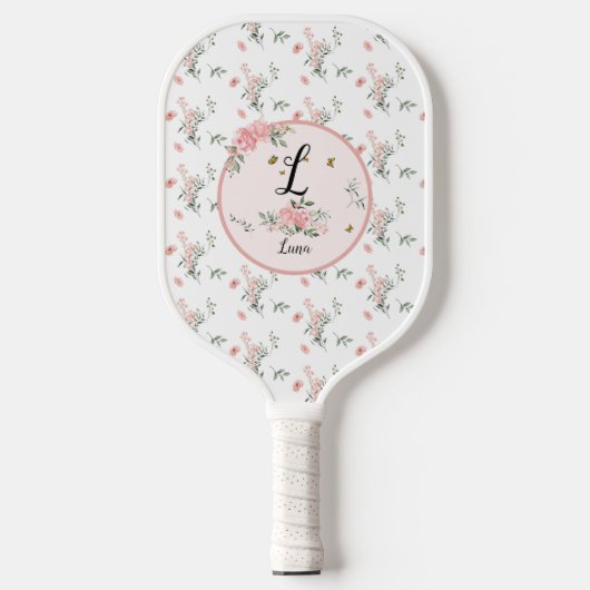 Waterverf Elegante Rozen met Vlinders Pickleball Paddle (Voorkant)