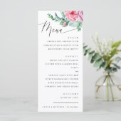 Waterverf elegante script bloemrijke boho bruiloft menu (Staand voorkant)