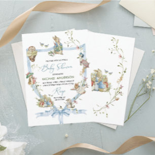 Waterverf Elegante Wildflower Peter Rabbit Baby Sh Kaart