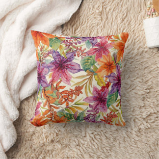 Waterverf Elegante Zomerbloemen Helder Kleuren Kussen