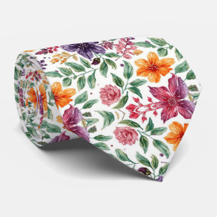 Waterverf Elegante Zomerbloemen Helder Kleuren Stropdas
