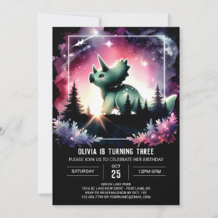 Waterverf Elegantie Triceratops Verjaardag Kaart