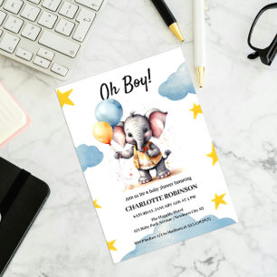 Waterverf Elephant Baby Boy Shower Kaart