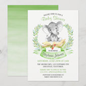 Waterverf Elephant Baby shower Kaart (Voorkant / Achterkant)