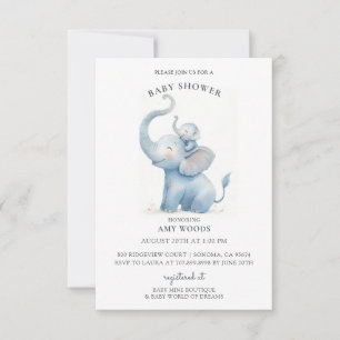 Waterverf Elephant Baby shower Kaart