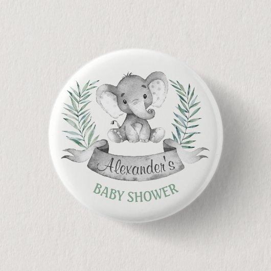 Waterverf Elephant Baby shower Ronde Button 3,2 Cm (Voorkant)