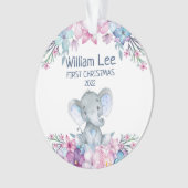 Waterverf Elephant Baby's eerste kerstfoto Ornament (voorkant)