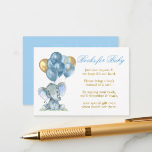 Waterverf Elephant-ballonnen Boeken voor babyblauw Informatiekaartje