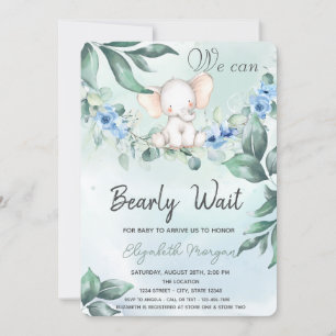 Waterverf Elephant Blue Rozen Baby shower Kaart