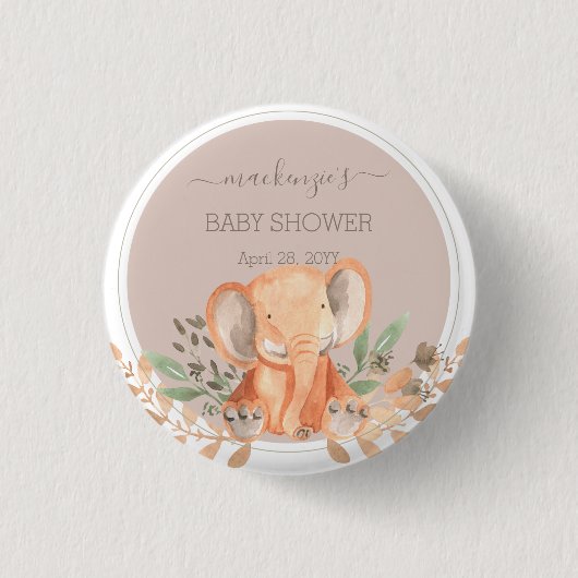 Waterverf Elephant Boho Safari Button (Voorkant)