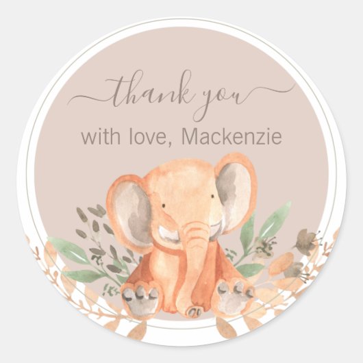 Waterverf Elephant Boho Safari Ronde Sticker (Voorkant)