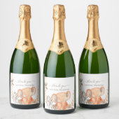 Waterverf Elephant Boho Safari Sparkling Wijnetiket (Flessen)