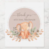 Waterverf Elephant Boho Safari Wijn Etiket (Enkel label)