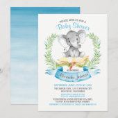Waterverf Elephant Boy Baby shower Boek Kaart (Voorkant / Achterkant)