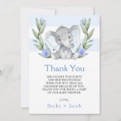 Waterverf Elephant Boy Baby shower Hartelijk dank Bedankkaart (Voorkant)