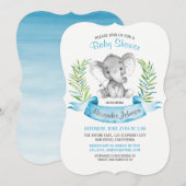 Waterverf Elephant Boy Baby shower Kaart (Voorkant / Achterkant)