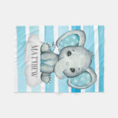 Waterverf Elephant en Stripes op maat Fleece Deken (Voorkant (Horizontaal))