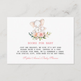 Waterverf Elephant Floral Baby shower Informatiekaartje