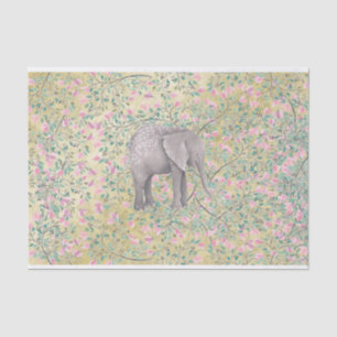 Waterverf Elephant Flowers Gold Glitter Tissuepapier