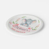 Waterverf Elephant Girl Baby shower Papieren Bordje (Gekanteld)