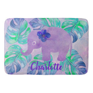 Waterverf Elephant Oerwoud Tropisch Monstera Leaf Badmat
