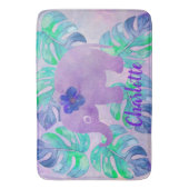 Waterverf Elephant Oerwoud Tropisch Monstera Leaf Badmat (Voorkant Verticaal)