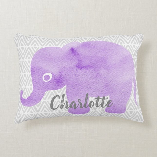 Waterverf Elephant Shibori Primitive Chevron Decoratief Kussen (Voorkant)