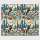  Waterverf Elk AI Art Cadeaupapier (Vlak)